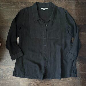 FLAX Black Linen Shirt or Jacket-Size Medium/Large
